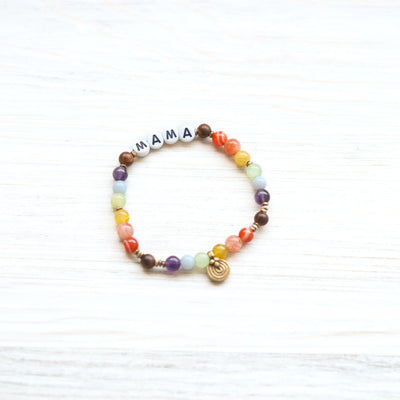 Wrist Malas Rainbow Letter Set / Small Mindful Minis™ Mala Bracelets for Parents & Kids WM704.mom-1