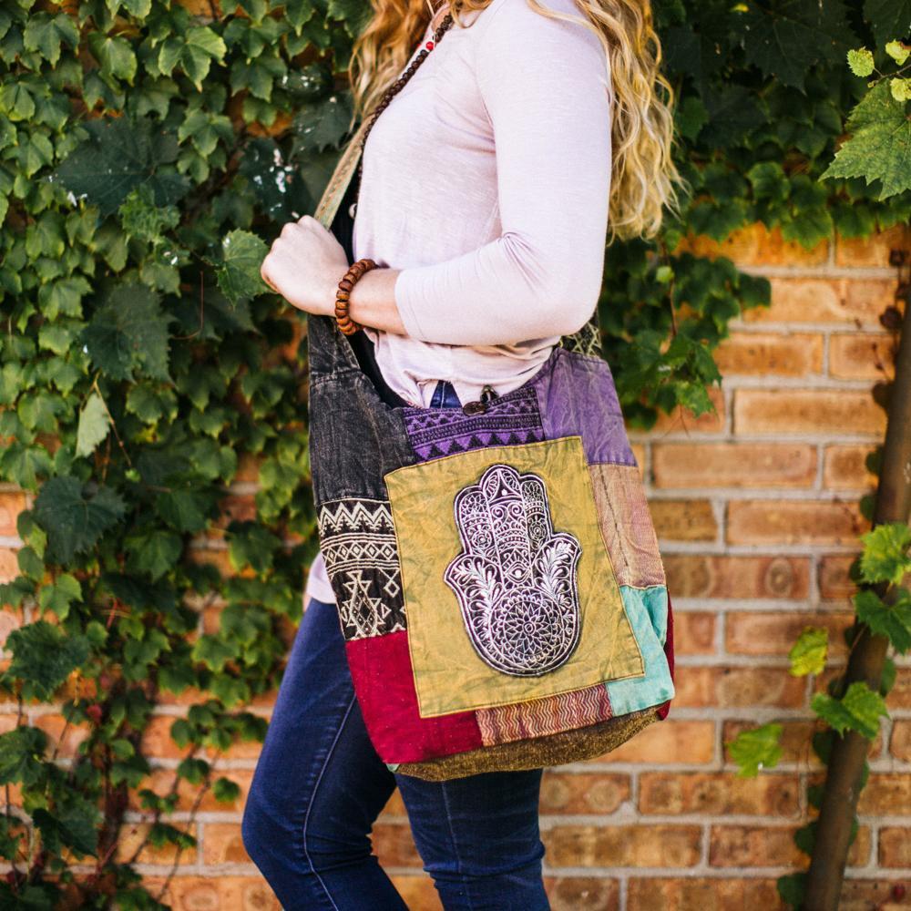Wicked Dragon Clothing - Flower print shoulder hippie bag