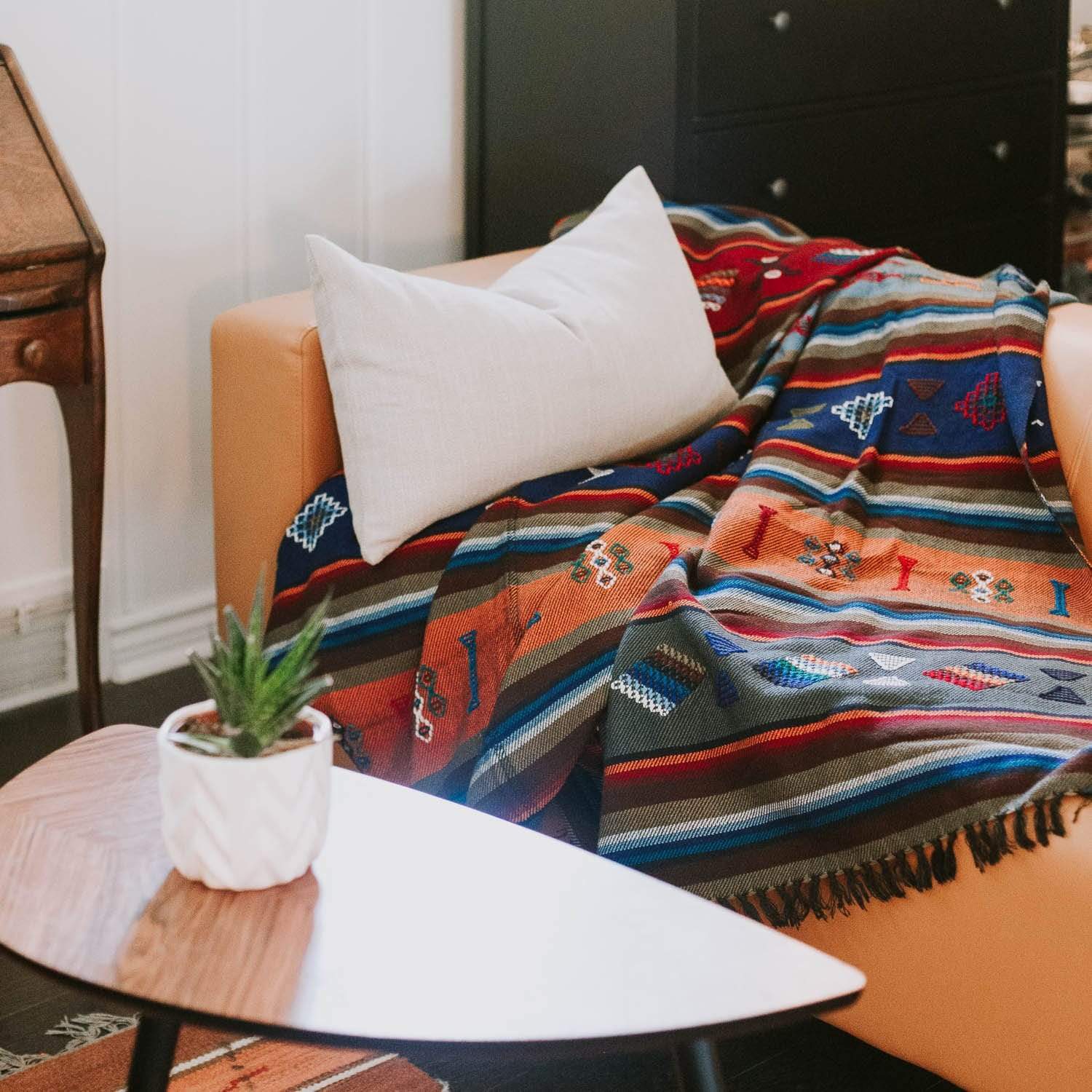 Blankets Geometric Hand-Dyed Artisan Blanket fb546