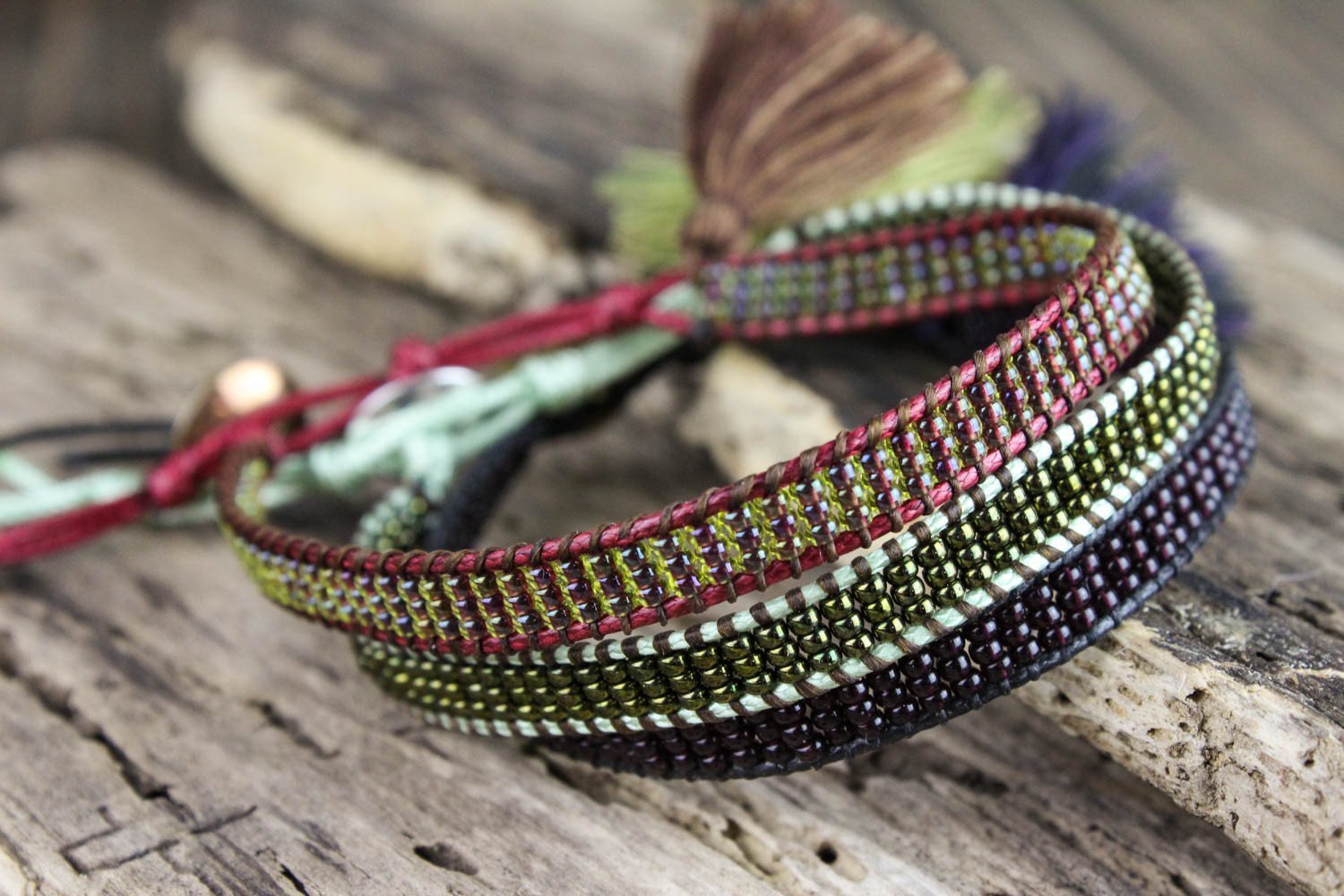 Bracelets Colorful Set of Three Beaded Bracelets JB708