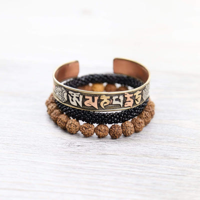Bracelets Compassion Mantra and Rudraksha Bracelet Set JB916