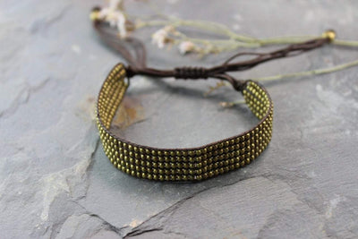 Bracelets Default Adjustable Brass Beaded Band Bracelet jb428