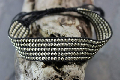 Bracelets Default Adjustable Silver Beaded Band Bracelet jb427