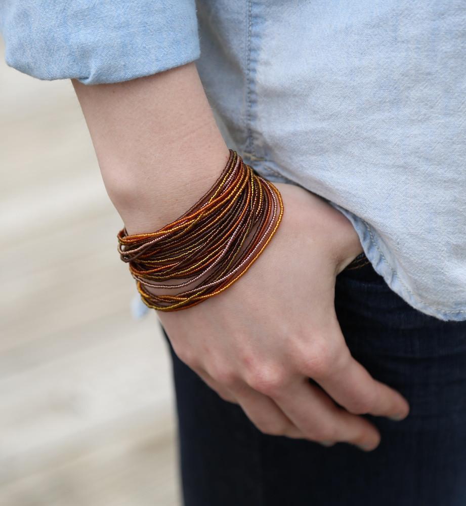 Bracelets Default Bronze-colored Beaded Wrap jb143