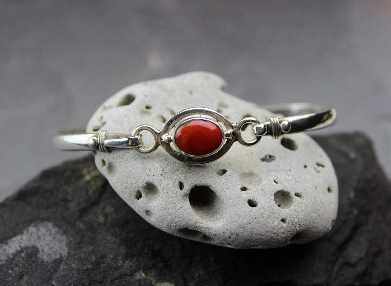 Coral and Sterling Silver Hook Bracelet - DharmaShop