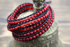 Bracelets Default Red Wrap Bracelet on Leather Cord jb151