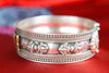 Bracelets Default Silver Om Mani Padme Hum Bracelet with Gold JB408