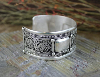Bracelets Default Silver Plated Filagree Block Bracelet jb452