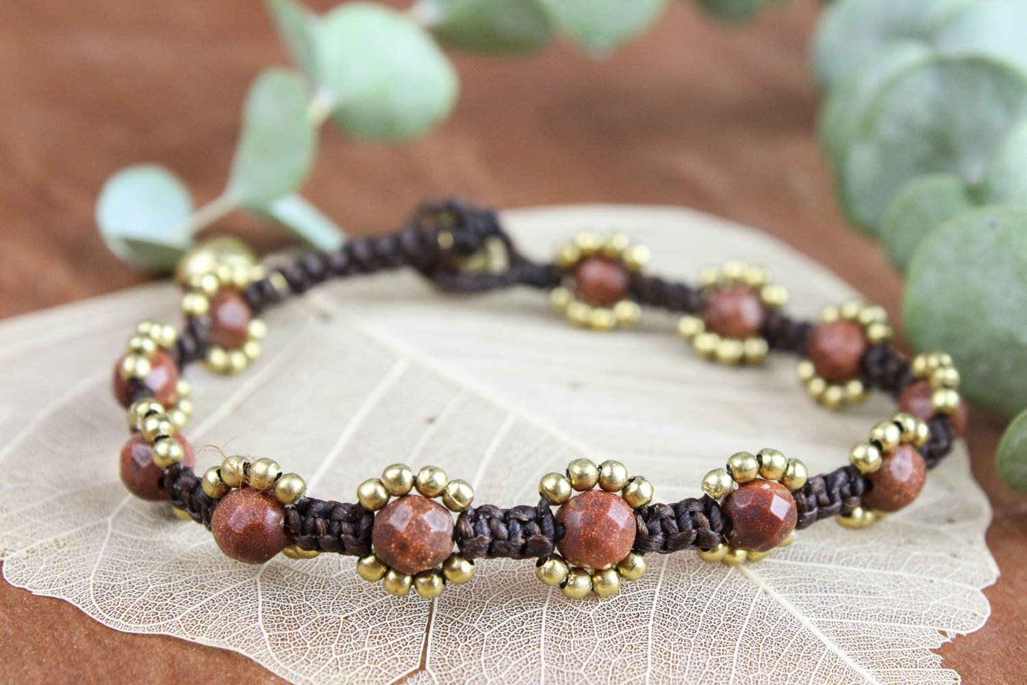 Bracelets Default Sunstone Brass and Bell Bracelet jb065-sunstone