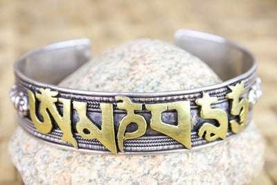 Bracelets Default Tibetan Mantra with Dorjes and Garuda Sterling Bracelet JB652
