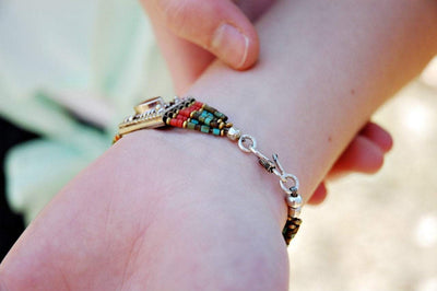 Bracelets Default Turquoise and Coral Silver Bracelet jb125