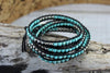Bracelets Default Turquoise and Silver Bead Wrap Bracelet jb157