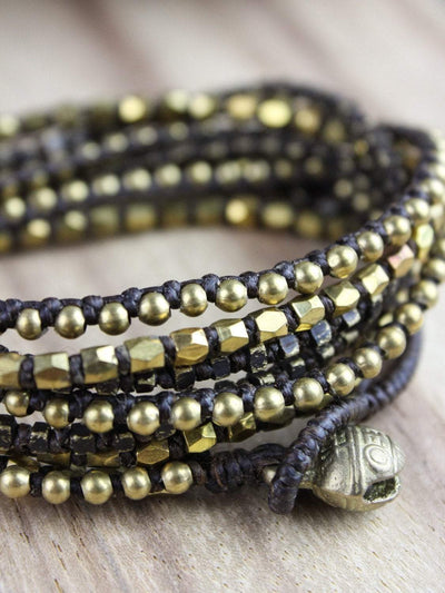 Bracelets Elegant Brass Wrap Bracelet with Bell Closure JB730