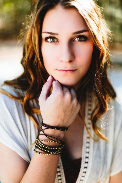 Bracelets Elegant Brass Wrap Bracelet with Bell Closure JB730