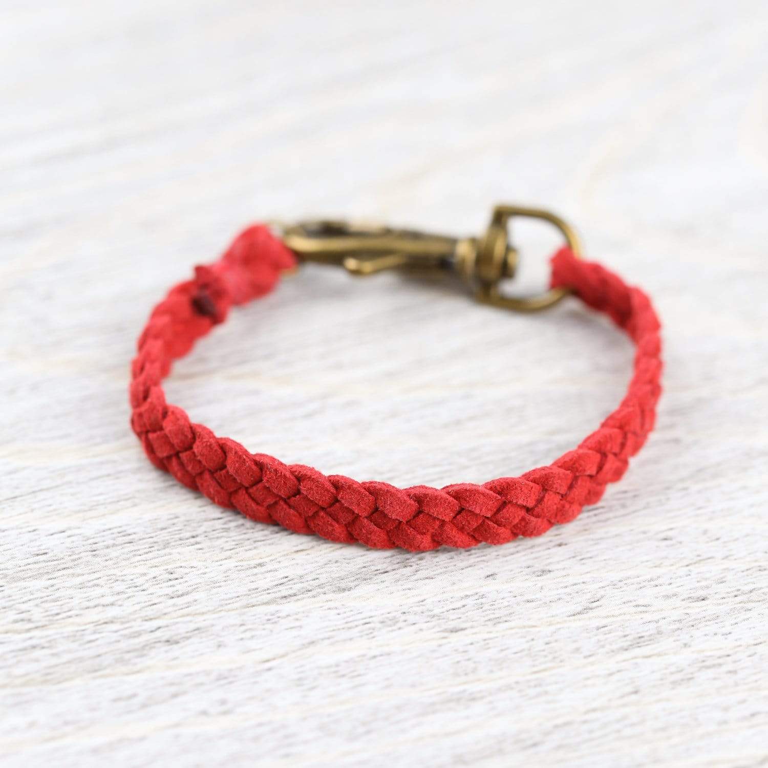 Bracelets Large Braided Suede Bracelet in Red JB899.LG