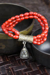 Bracelets Red Bamboo Coral and Thai Amulet Bracelet JB716