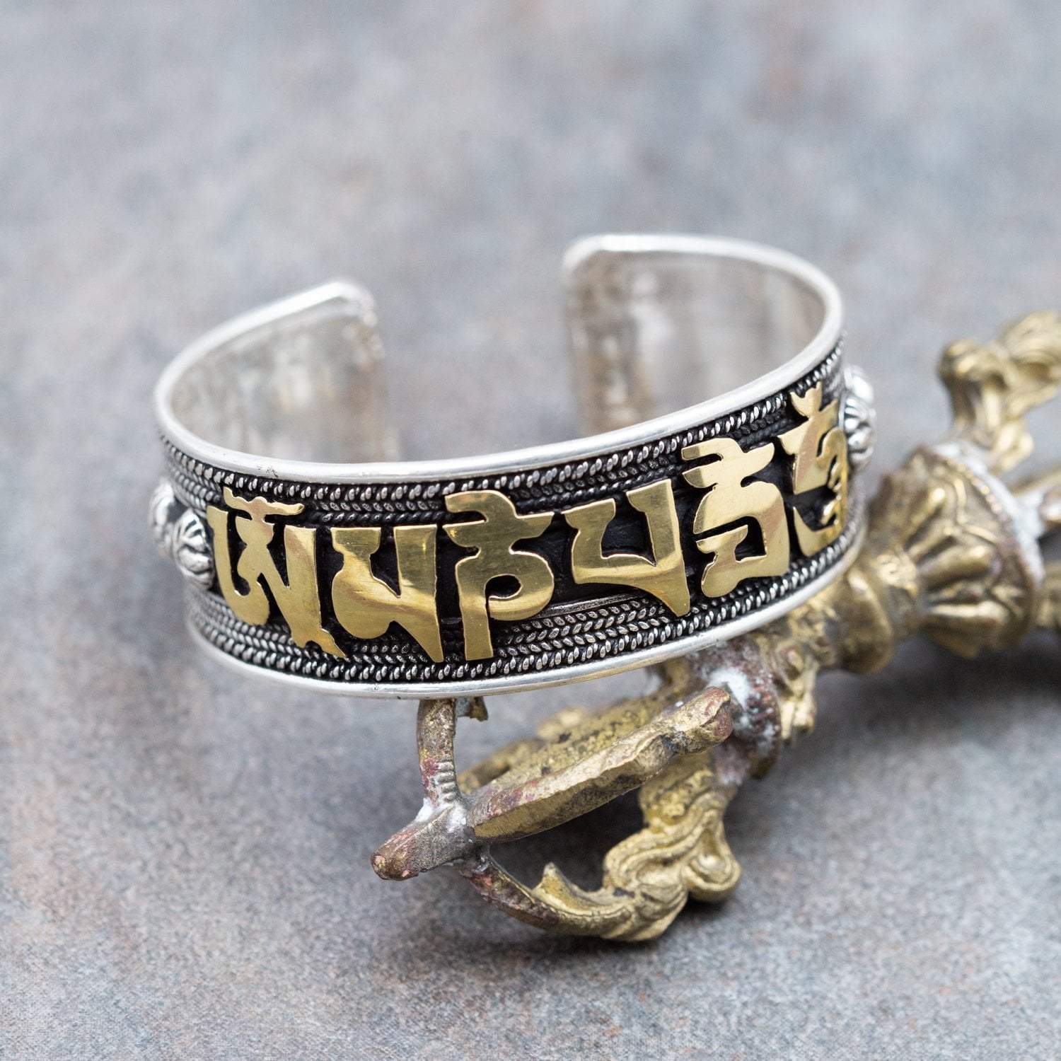 Silver and Gold Compassion Mantra Bracelet - DharmaShop