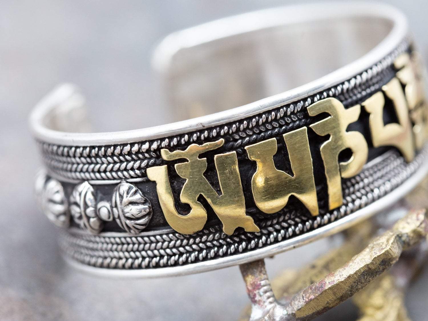 Silver and Gold Compassion Mantra Bracelet - DharmaShop