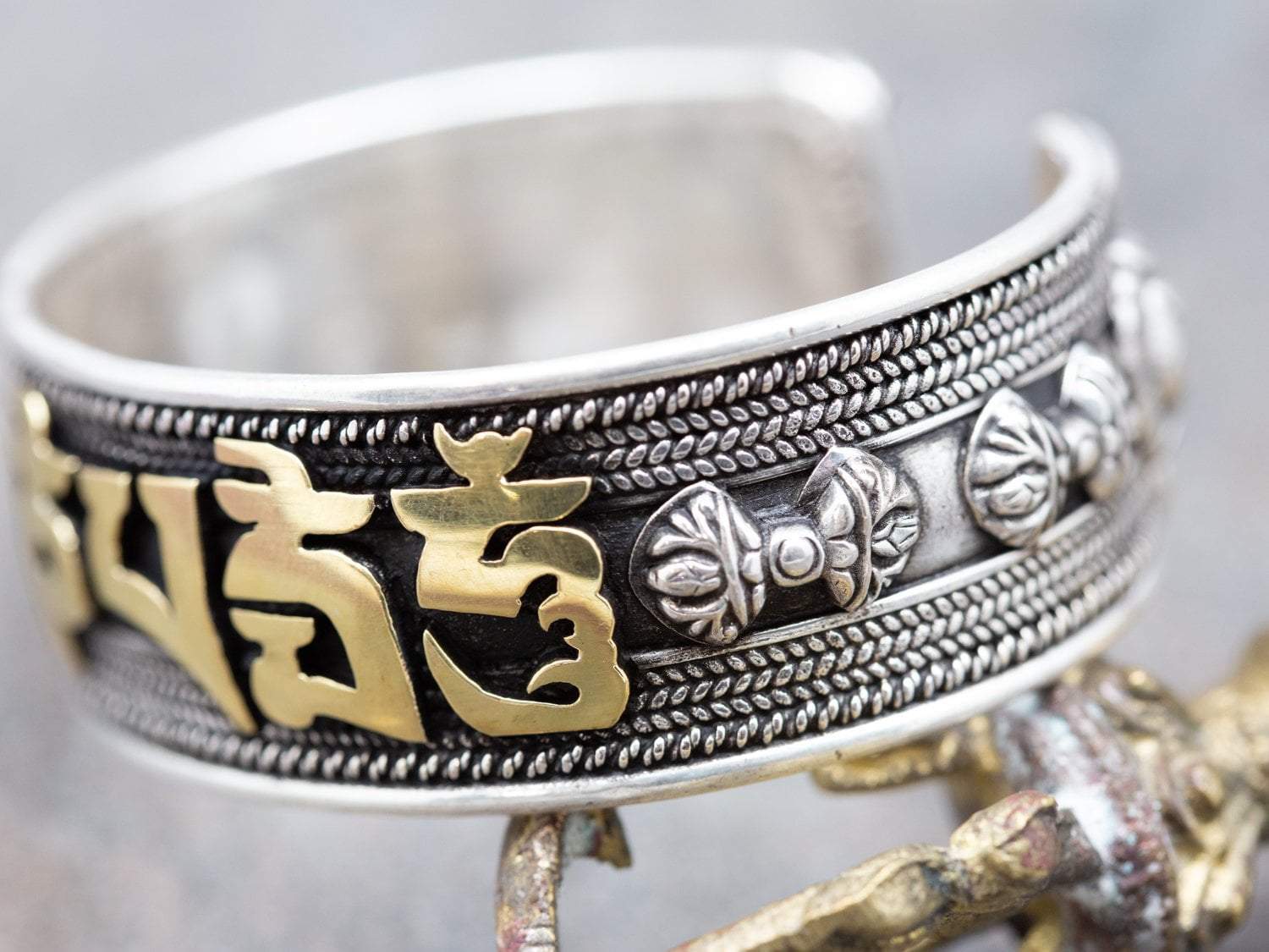 Silver and Gold Compassion Mantra Bracelet - DharmaShop