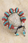 Bracelets Traditional Turquoise and Coral Large Bead Bracelet JB684