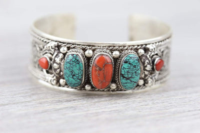 Bracelets Turquoise and Coral Prosperity Bracelet JB881