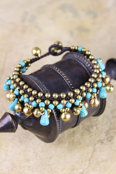 Bracelets Turquoise and Gold Bell Bracelet JB687