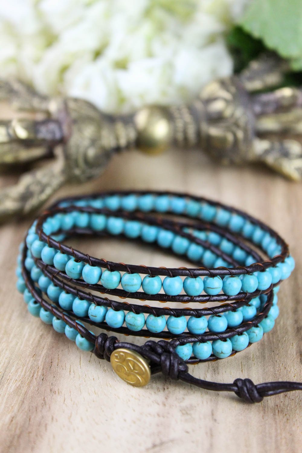 Bracelets Turquoise Om Wrap Bracelet JB686