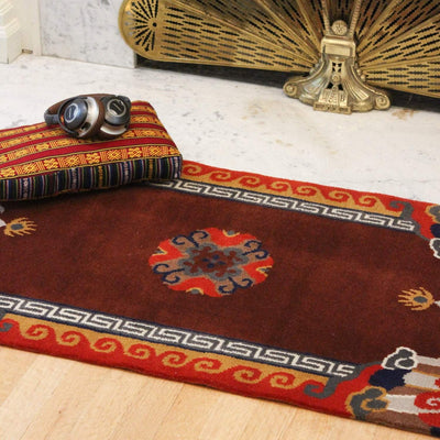 Prajwol /NepaCrafts Carpets Dark Red Mandala Meditation Carpet