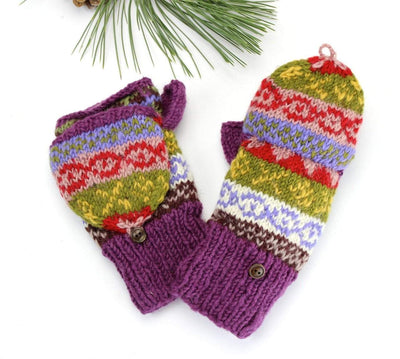 Clothing Default Purple/Multi Convertible Mittens WO105