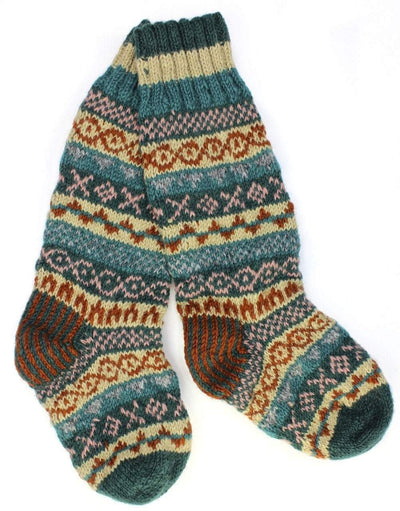 Clothing Default Teal/Multi Wool Slipper Socks wo120