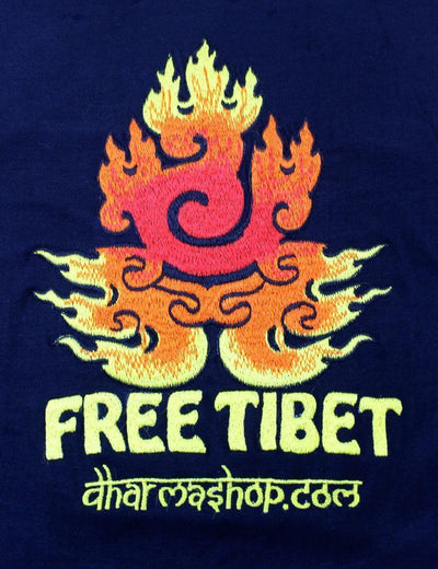 Clothing Medium Hand Embroidered Free Tibet Flame T Shirt ts012med