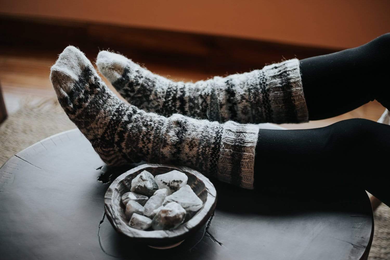 Clothing Natural Gray Color Wool Slipper Socks wo030