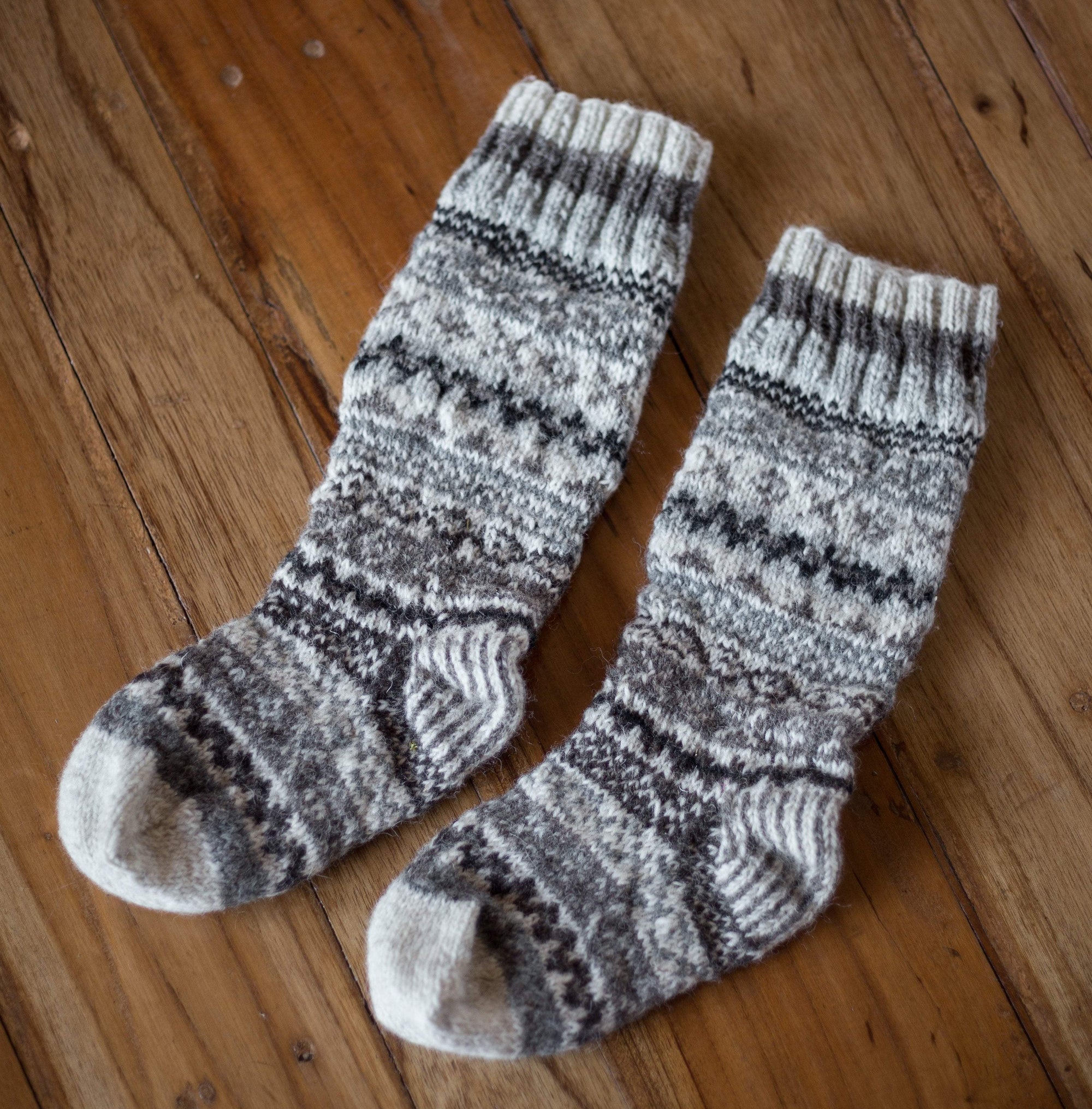 Natural Gray Color Wool Slipper Socks - DharmaShop