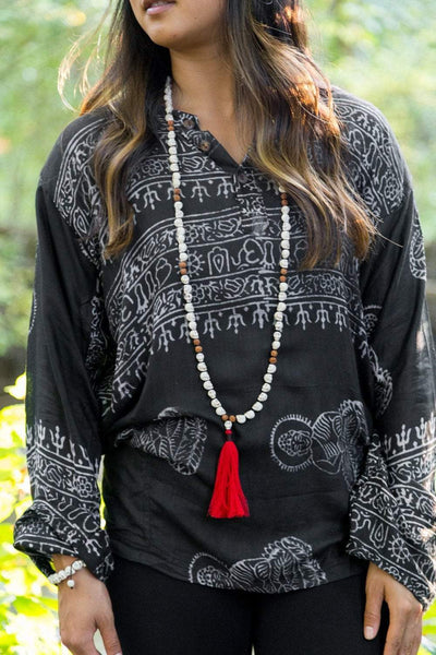 Clothing Small Black Om Long-Sleeve Top with Deity Design omshirt007.SM