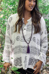 Clothing Small White Om Long-Sleeve Top with Deity Design omshirt006.SM