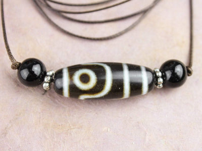 Dzi Beads Dzi and Onyx Journey to Enlightenment Necklace DZNECK030