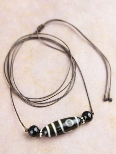 Dzi Beads Dzi and Onyx Journey to Enlightenment Necklace DZNECK030