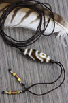 Dzi Beads,Jewelry Stability and Safekeeping Two Eye Dzi Bead Tibetan Necklace DZNECK013