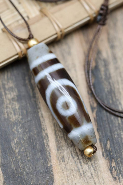 Dzi Beads Life Balance Two Eye Dzi Necklace DZNECK044
