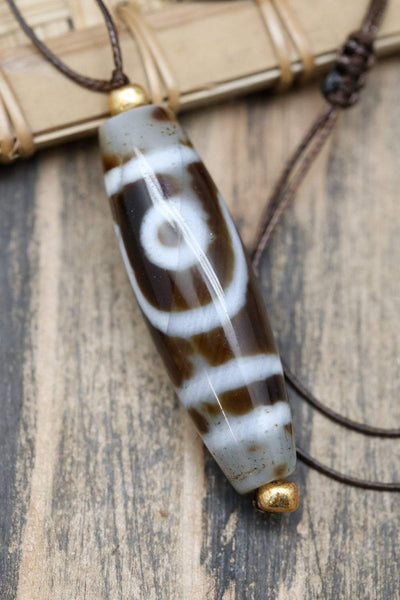 Dzi Beads Life Balance Two Eye Dzi Necklace DZNECK044