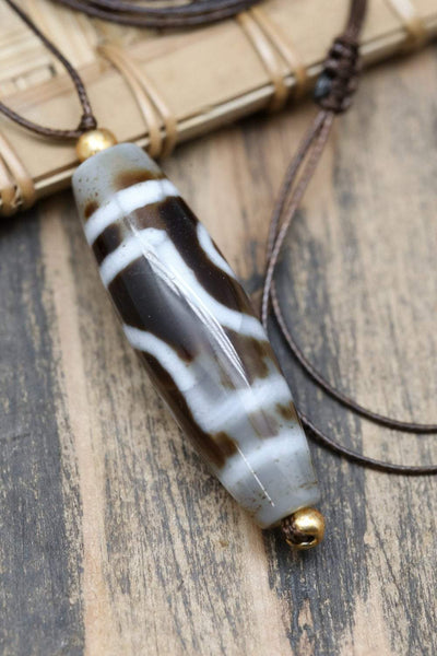 Dzi Beads Life Balance Two Eye Dzi Necklace DZNECK044