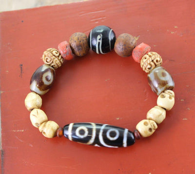 Dzi Beads,Mala Beads,Jewelry,New Items,Gifts,Mala of the Day Default Sander's Dzi Wrist Mala of the Day wm150