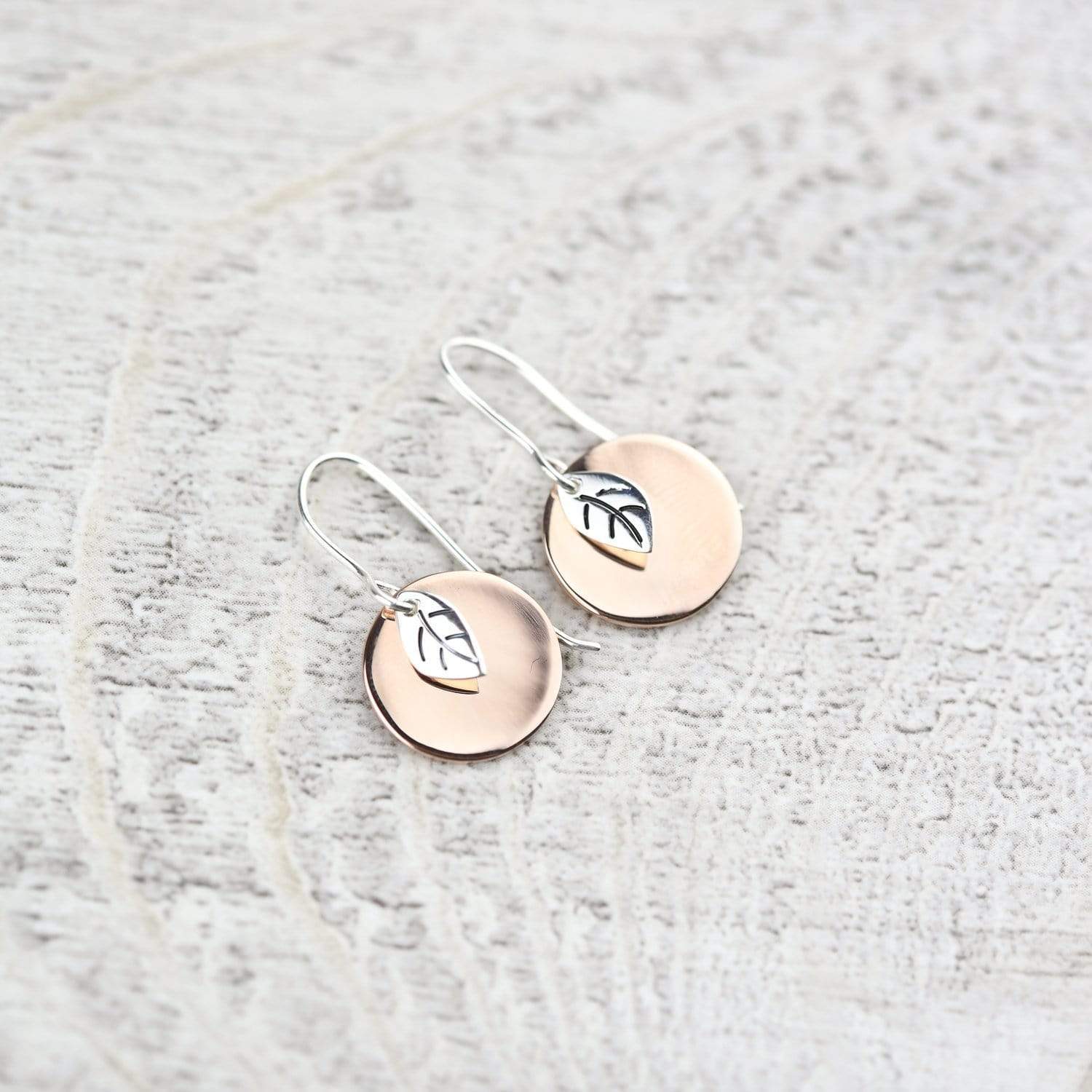 Earrings Default Bodhi Leaf with Copper Moon Earrings je109