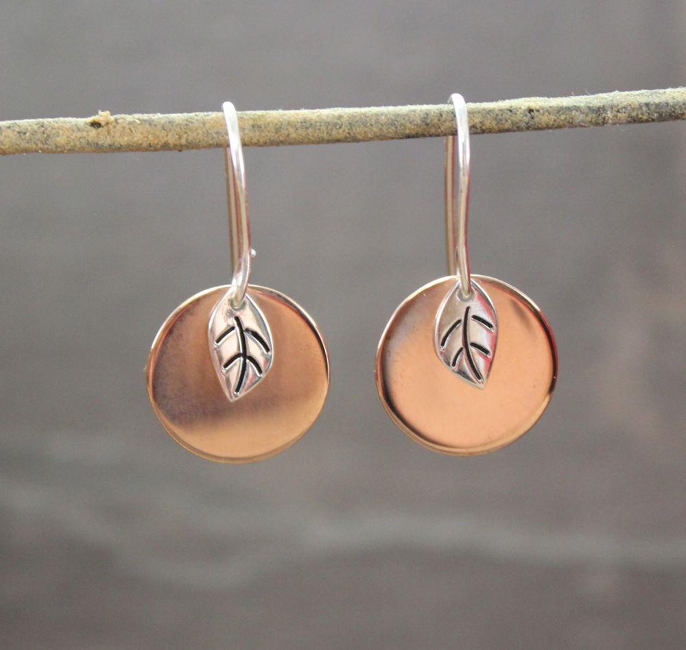 Earrings Default Bodhi Leaf with Copper Moon Earrings je109