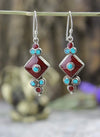 Earrings Default Coral and Turquoise Flower Drop Earrings je432