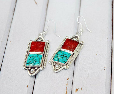 Earrings Default Coral and Turquoise Sherpa Earrings je161