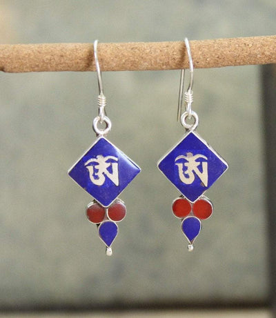 Earrings Default Lapis Tibetan Om Earrings je182