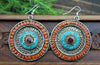 Earrings Default Large Tibetan Turquoise and Coral Earrings je263