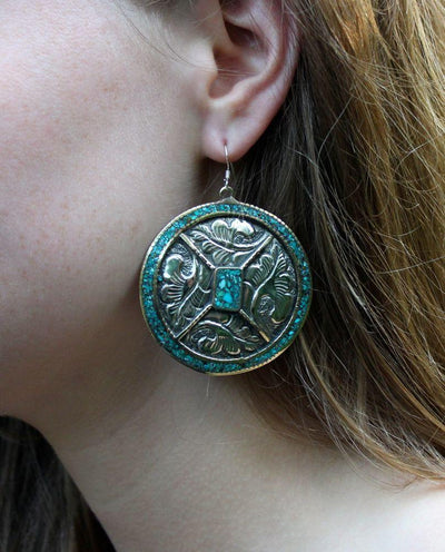 Earrings Default Rather Large Tibetan Turquoise earrings je101