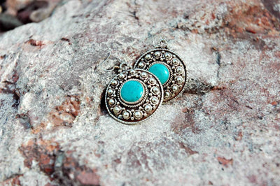 Earrings Default Sterling Silver and Turquoise Stone Earrings je143